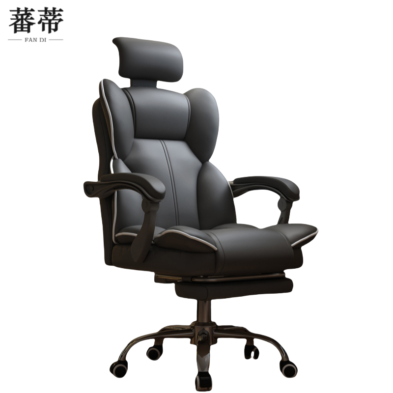 蕃蒂电脑椅黑色+脚踏把高清大图