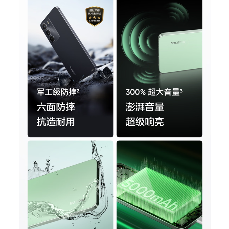真我V70 玄武黑 12GB+256GB 天玑6300芯 5G芯 5000毫安大电池 5G智能手机高清大图