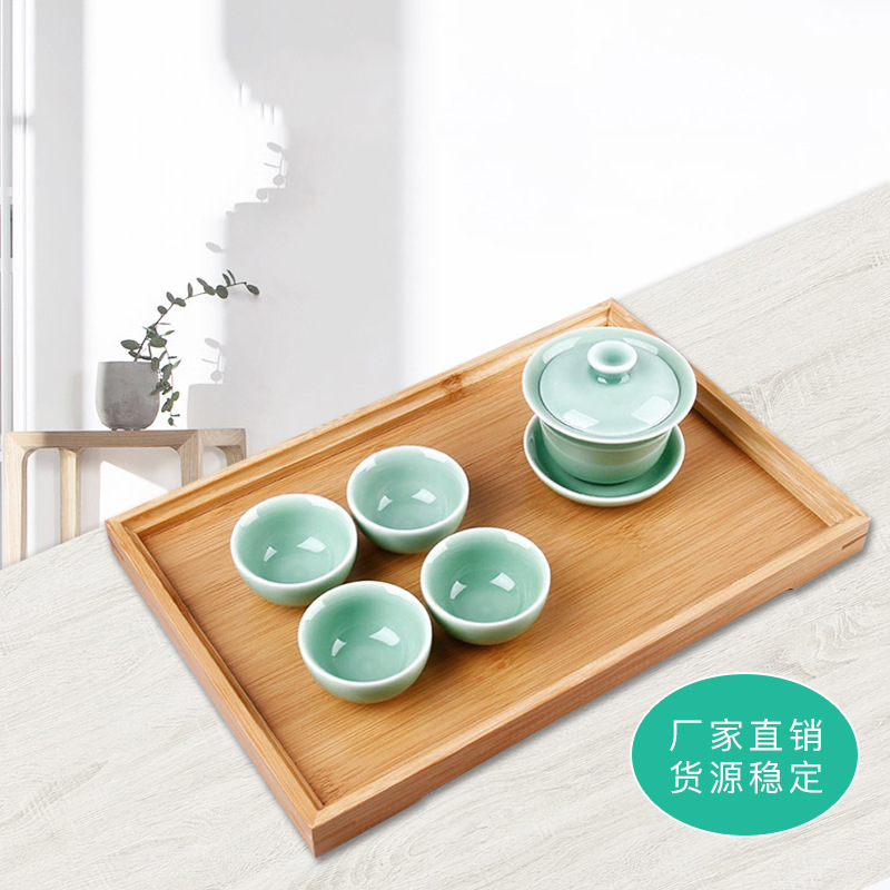 竹托盘 简约家用酒店餐厅茶具茶盘长方形日式竹制茶托盘 单个价