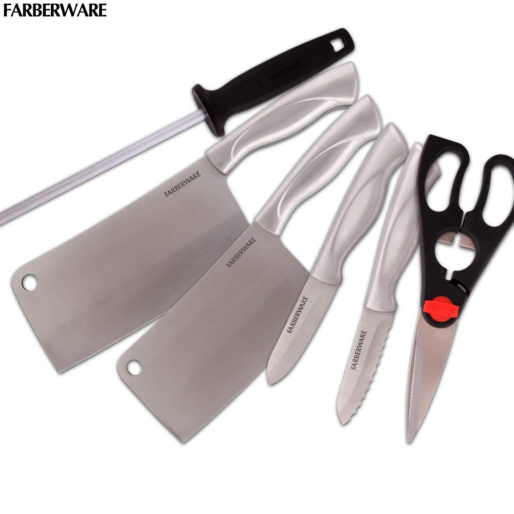 Farberware美国生牌 厨房刀具套装7件组含刀座不锈钢厨房刀具剪刀切菜刀水果刀高清大图