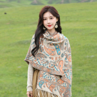 披肩女2025新款秋冬外搭时尚复古流苏斗篷民族风旅游针织披风围2 卡其色软糯亲肤高级感百搭