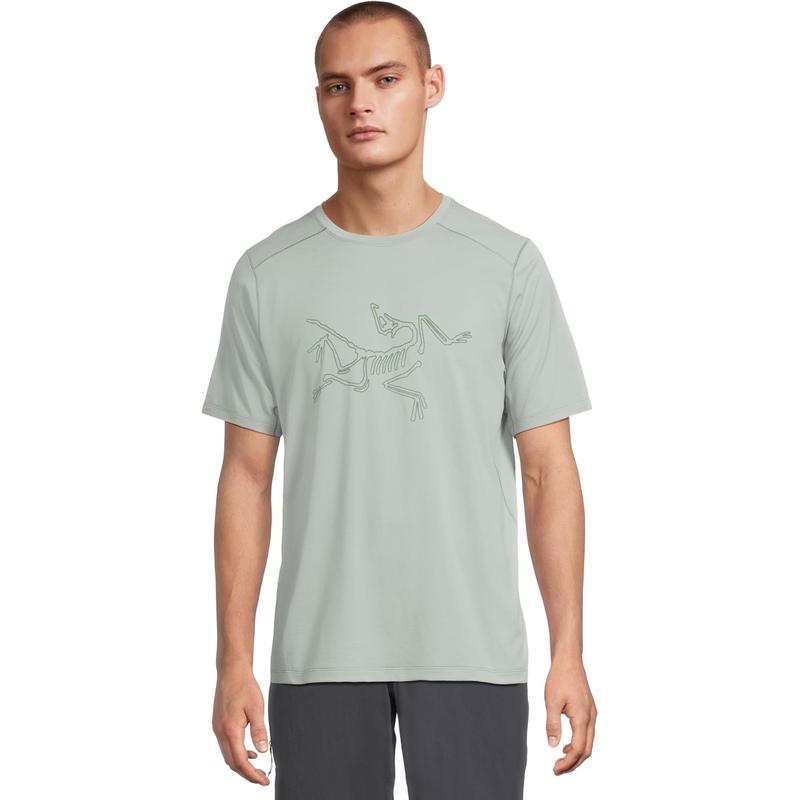 始祖鸟(ARC'TERYX)Arc'teryx男士短袖运动T恤舒适百搭简约logo印花户外休闲上衣 2XL Stone_Green_Heather