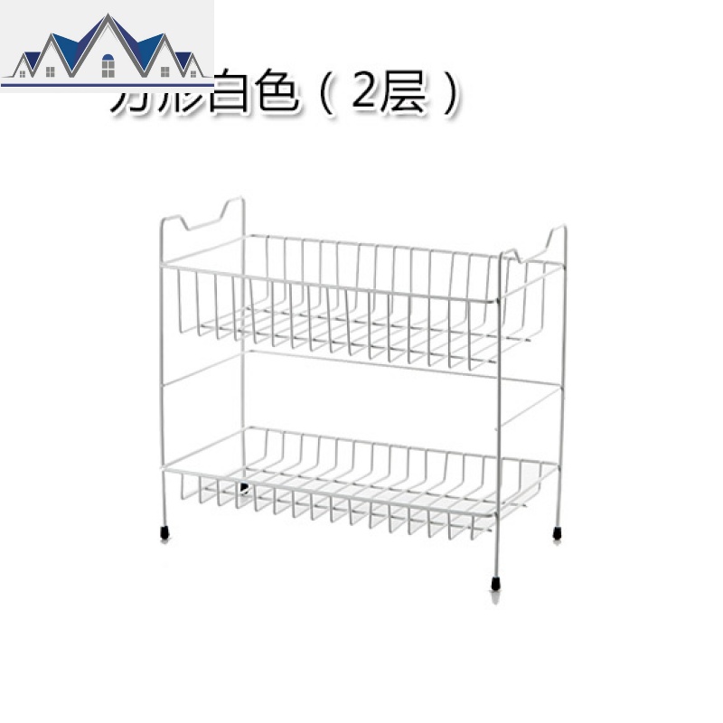 铁艺桌面置物架多功能厨房调味料架子调味品收纳架家用多层调料架_5_466 2层方形白色