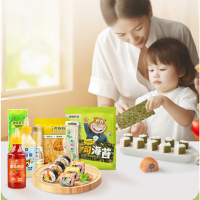海狸先生寿司海苔组合(寿司海苔+沙拉酱+番茄酱+寿司醋+萝卜条+肉松粉+竹帘)大片烤海苔 10枚(28g)[袋]