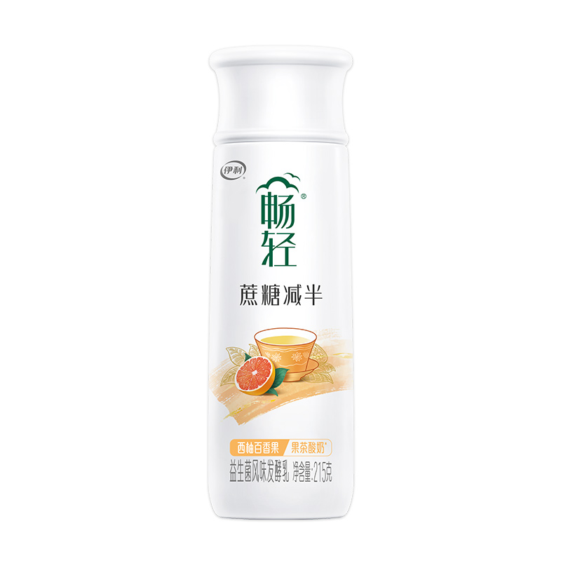 伊利畅轻酸奶215g*10瓶益生菌发酵乳西柚百香果味减糖果茶风味酸牛奶整箱