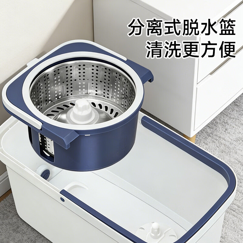 全格平板拖把免手洗家用一拖净懒人墩布企业 旋转拖把套装QJ103(2片装)高清大图