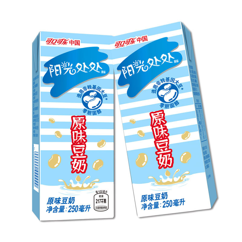 阳光处处原味非转基因豆奶250ml*24纸盒装整箱 可口可乐公司出品