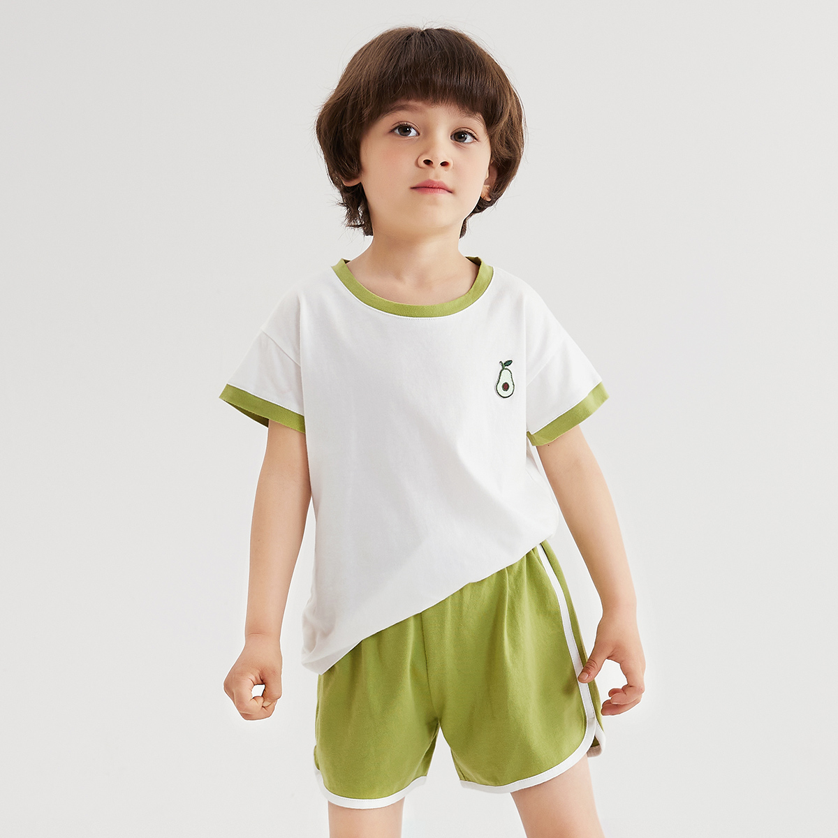 lemonkid柠檬宝宝儿童短袖短裤套装夏季纯棉透气吸汗舒适t恤