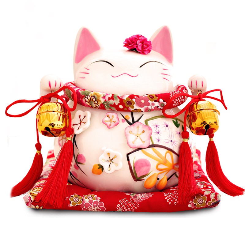 猫存钱罐家用客厅小号摆件创意可爱储蓄罐结婚日式家居发财猫 三维工匠 大号双手花季(C款)猫高清大图