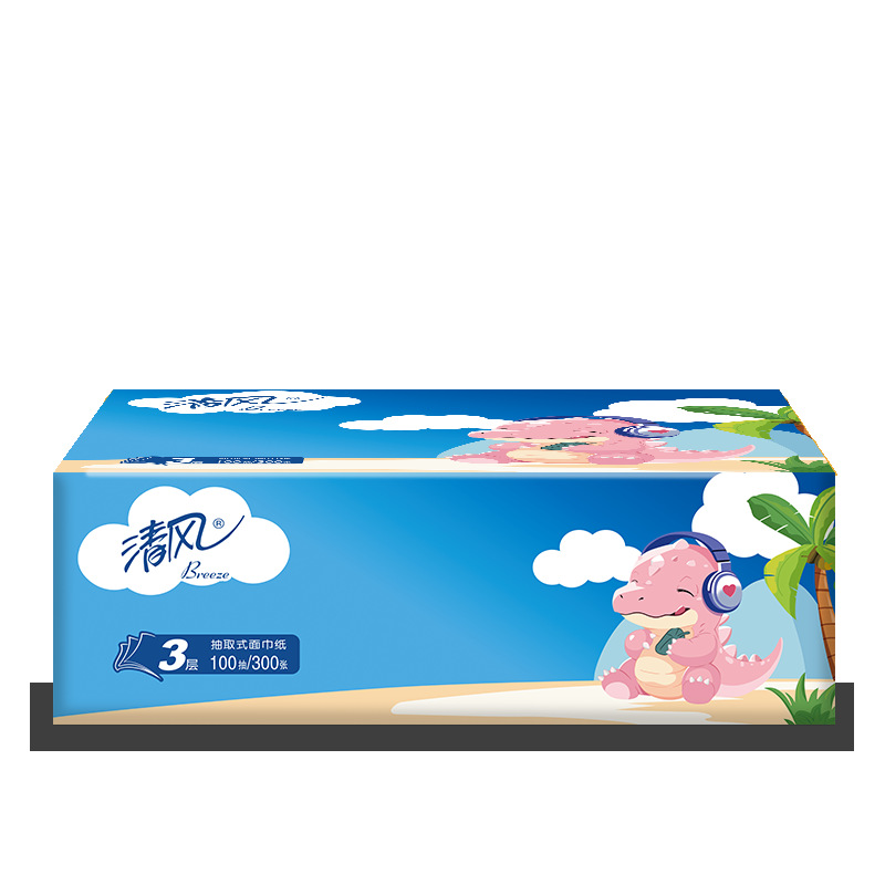 清风面巾纸柔软抽纸卷纸 [小浣熊整箱装]100抽*24包*3层高清大图