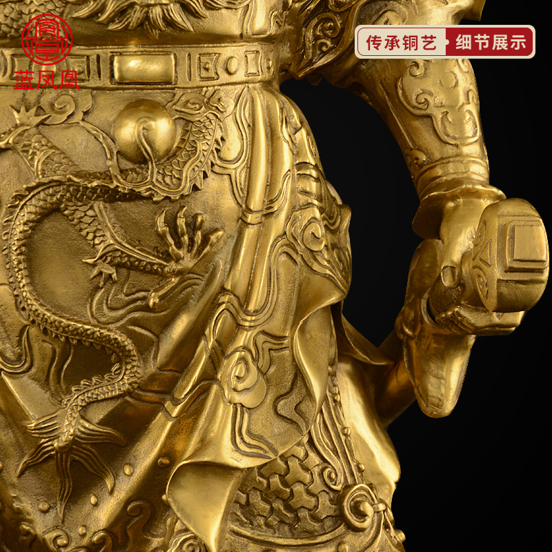 家柏饰(CORATED)铜关公像供奉神像武佛像摆件开业大号 16号铜九龙关公紫铜色高清大图