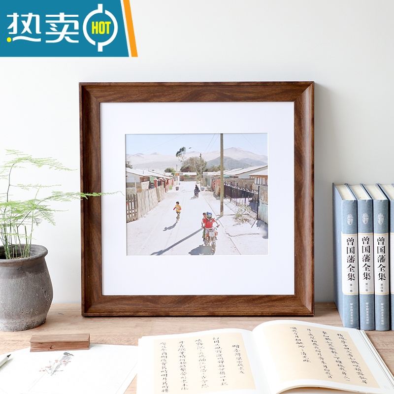 敬平美式字画装裱框外框国画书法框架相框正方形画框挂墙定制任意尺寸 咖啡色 定制尺寸请联系客服（限100*150cm以内)