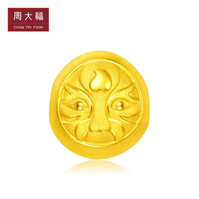 新款周大福黄金吊坠珠宝首饰硬金脸谱珠足金黄金吊坠r24445定价