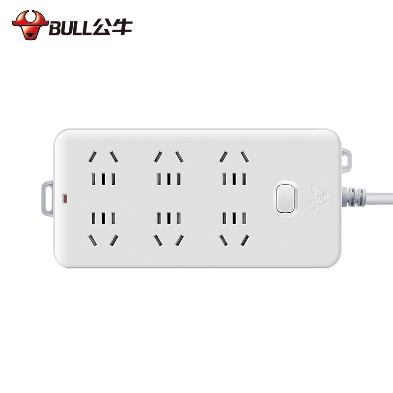 公牛(bull)GN-109K全长1.8米六位带儿童安全保护门总控开关新国标线芯加粗插座插排插线板拖线板接线板白色