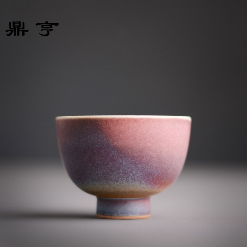 鼎亨素红杯子品茶杯高温窑变亚光肌理景德镇中式复古简约陶瓷窑变
