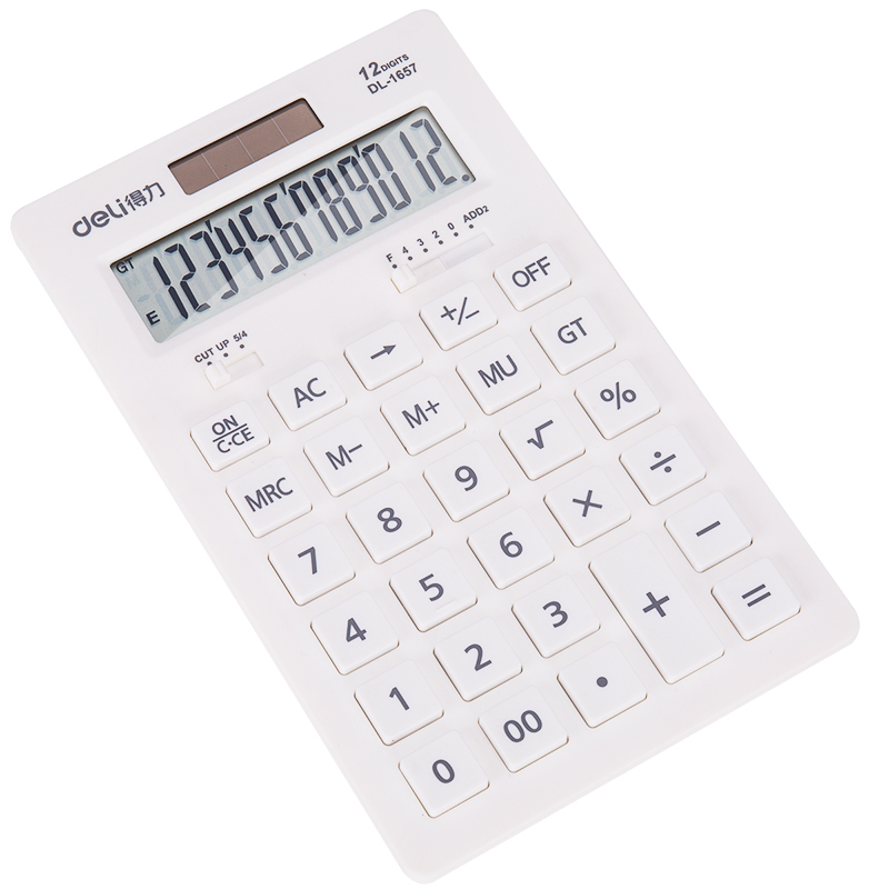 得力(deli)1657A计算器 12位数大屏幕太阳能亮彩计算器颜色随机