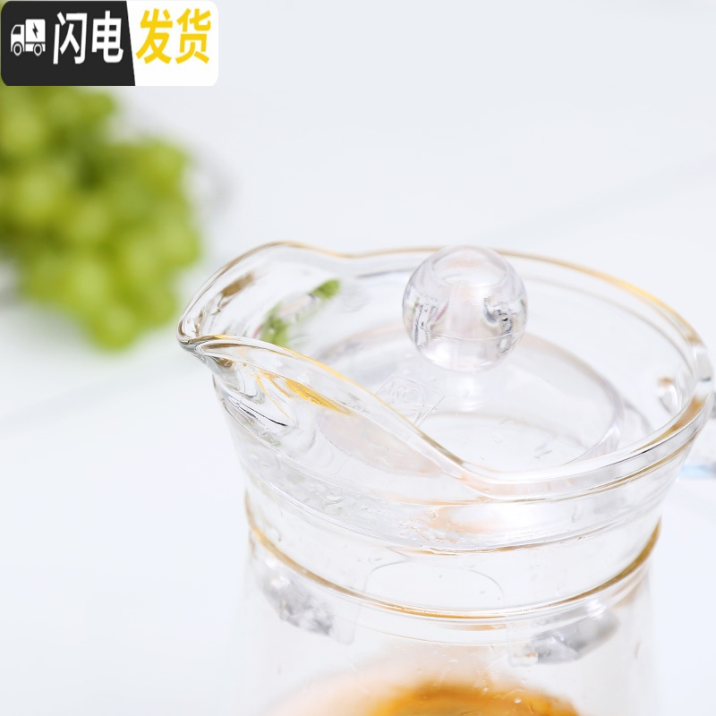 三维工匠玻璃壶热水壶冷水壶凉水壶彩色透明壶果汁冷饮壶花茶果茶壶 鸭嘴壶5件套茶具