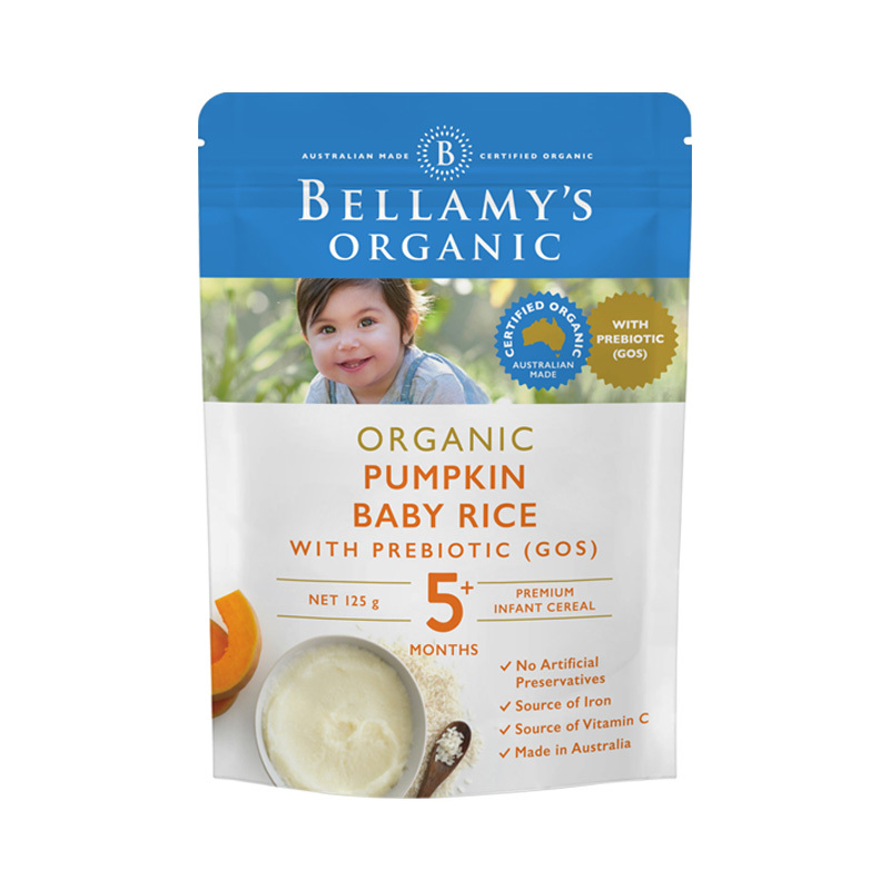 Bellamy’s贝拉米 南瓜益生元米粉 125g 1袋装 5+/5个月以上 宝宝婴儿辅食有机高铁澳洲