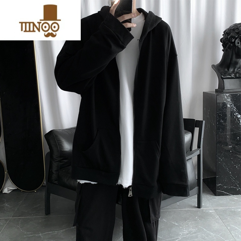 YANXU痞帅开衫卫衣男款ins高街vintage拉链外套连帽宽松百搭上衣