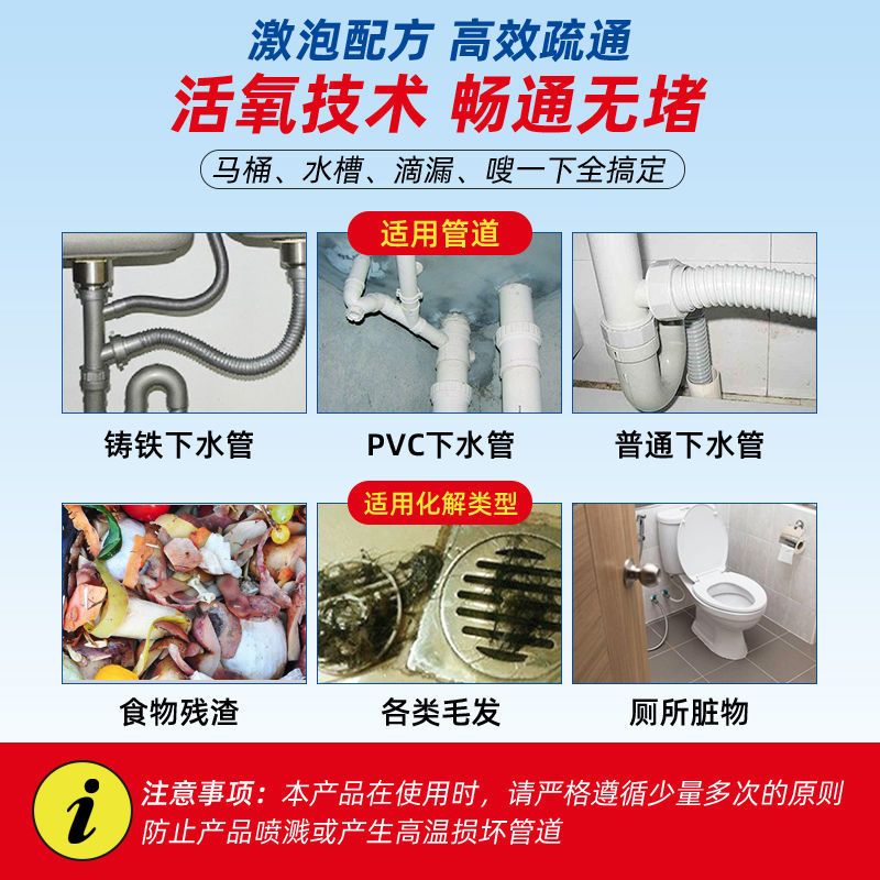 [基础款]一般堵塞 1瓶装 管道疏通剂厨房油污厕所马桶强力通下水道神器卫生间管道疏通器