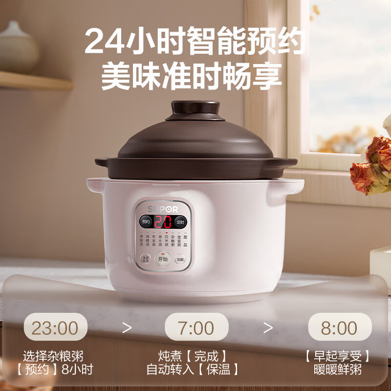 苏泊尔(SUPOR)DG20YC815 电炖锅 电炖盅 电砂锅 煲汤锅炖汤锅 紫砂 2L