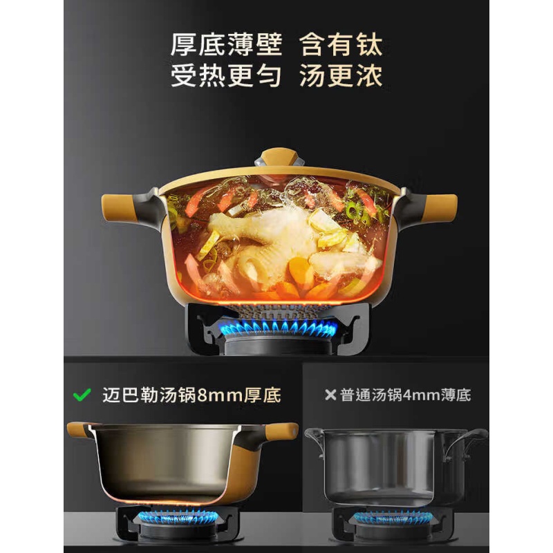迈巴勒加厚家用不粘煮粥汤锅30CM三件套MKP-8569LP高清大图