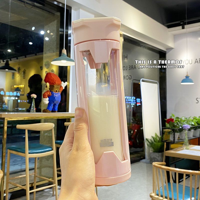 玻璃杯大容量水杯茶水分离车载杯子男女士便携防摔双层过滤泡茶杯 少女粉 450ml 玻璃杯+茶隔