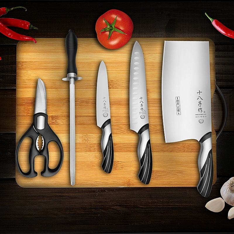 十八子作S2706雀之屏静雅六件套 4铬钢全套厨房刀具不锈钢材质刀具套装厨房家用菜刀水果刀组合多用刀具菜刀剪刀高清大图