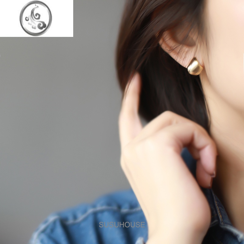 JiMi高级感拉丝蚊香盘耳夹金属耳饰金色耳圈轻奢冷淡风设计感简约新款高清大图