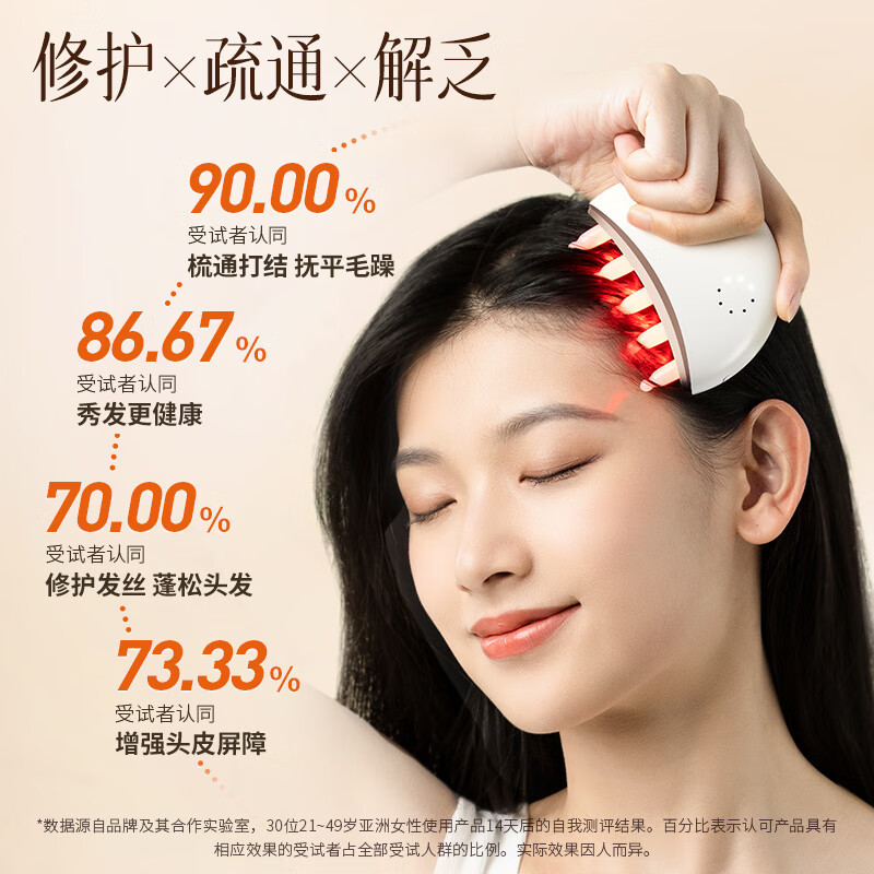科爱元素玉石小月梳 头部按摩梳头皮经络热敷按摩器红光护发养发梳子高清大图