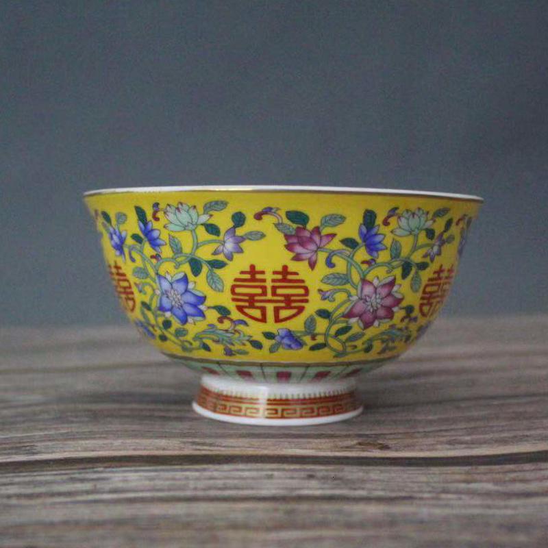 美帮汇清乾隆地粉彩花龙纹碗仿古花纹瓷器家居装饰摆件古董古玩收藏高清大图