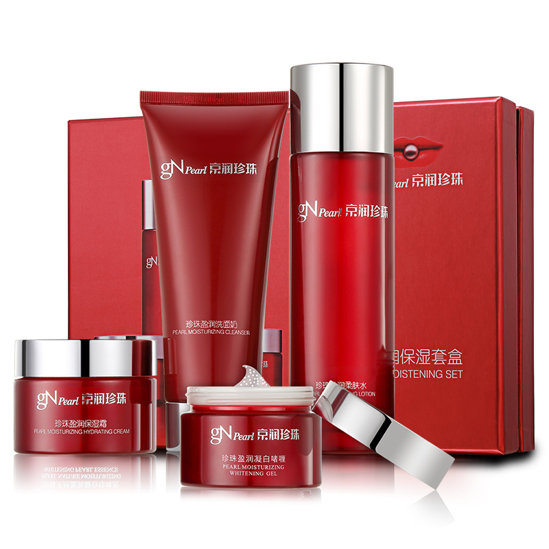 京润珍珠（gNPearl）恒润保湿4件套盒（盈润洗面奶150g+柔肤水150ml+凝肌保湿霜60g+珍珠盈润凝白啫喱60