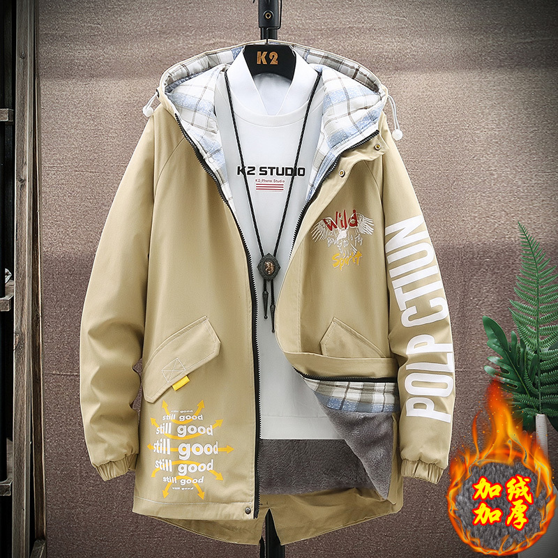 NEW LAKE外套男士秋冬加绒加厚风衣秋季夹克2020新款派克服潮冬装保暖外衣风衣