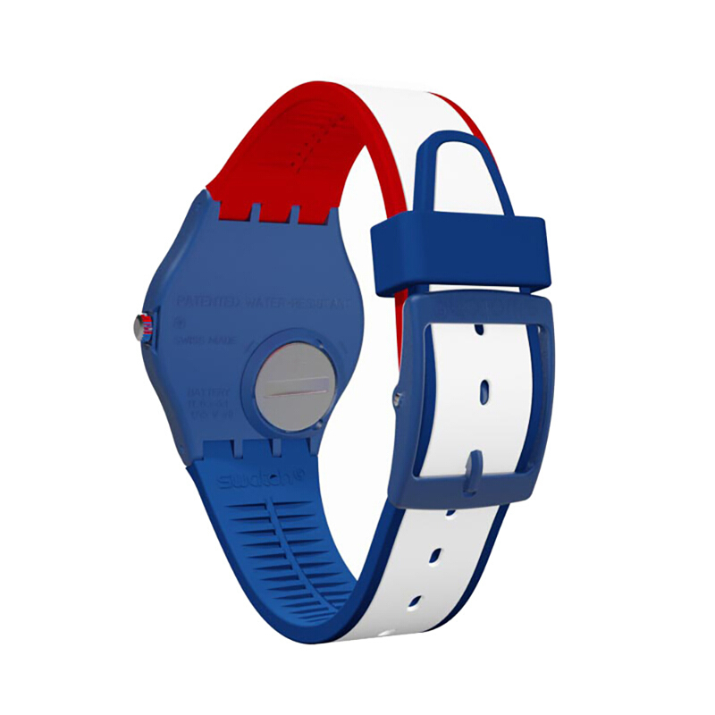 斯沃琪(SWATCH)手表 色彩密码系列树脂表带 蓝白石英男女通用表GN248