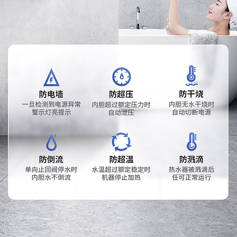 USATON/阿诗丹顿电热水器家用储水式速热浴室洗澡60升一级能效竖式安装节能省电2000W KC75-N60J20