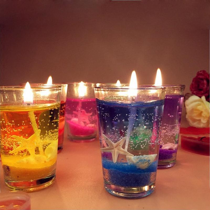 七夕情人节果冻蜡烛礼品装海洋风格婚庆无烟蜡烛浪漫生日表白烛光晚餐-红色大杯