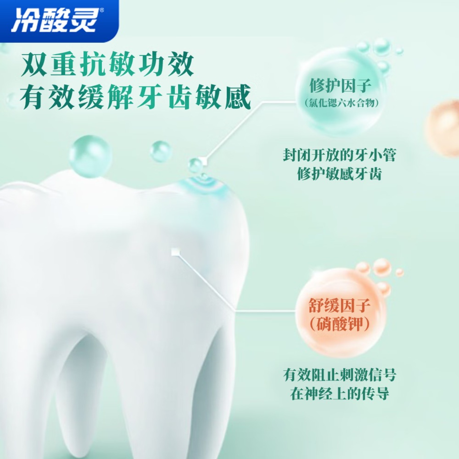 冷酸灵专研抗敏感益生菌牙膏 呵护口腔微环境 清润果香 清新口气140g高清大图