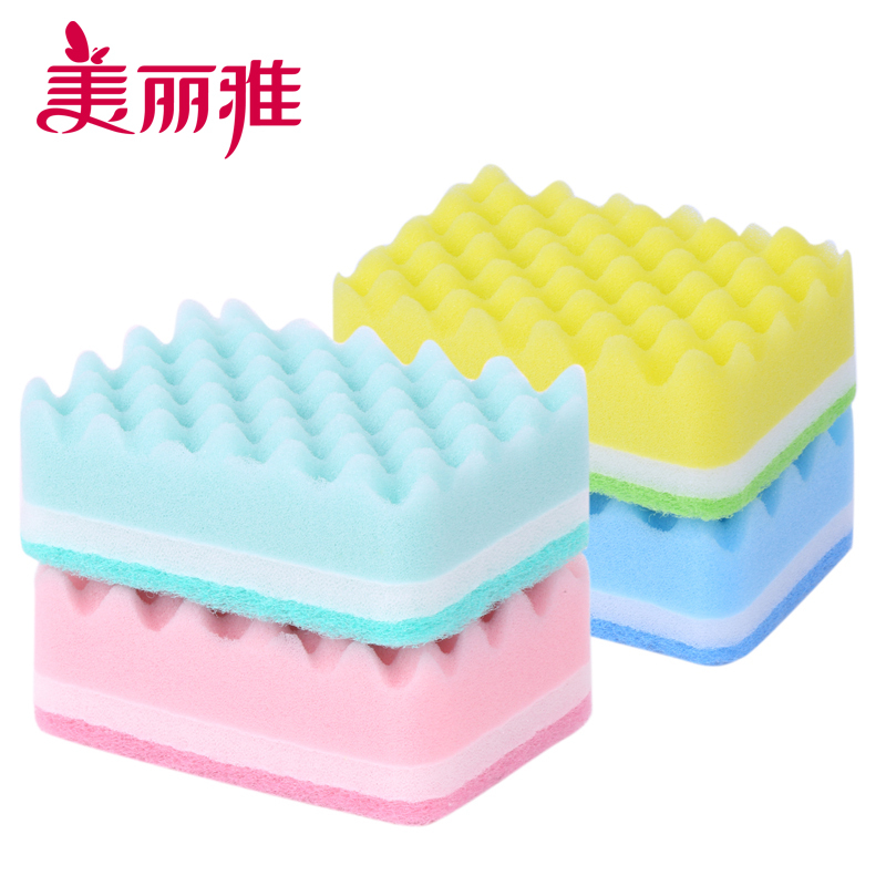 美丽雅波纹海绵百洁布 2片入