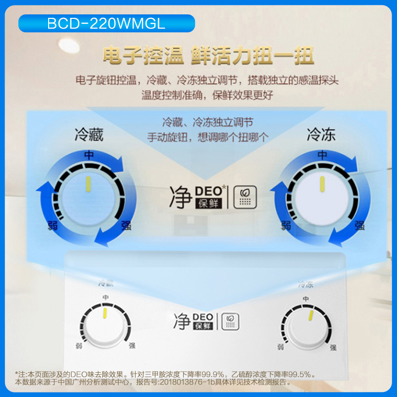 海尔(Haier)三门冰箱 全变温冰箱220升风冷无霜 -7摄氏度软冷冻轻奢金彩晶玻璃面板BCD-220WMGL
