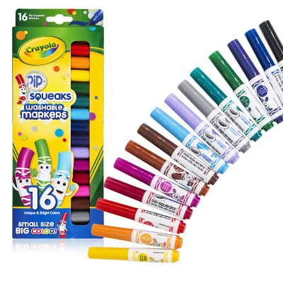 绘儿乐(Crayola)16色可水洗短杆粗杆水笔 绘画工具 彩笔画画笔 绘画涂色笔 58-8703