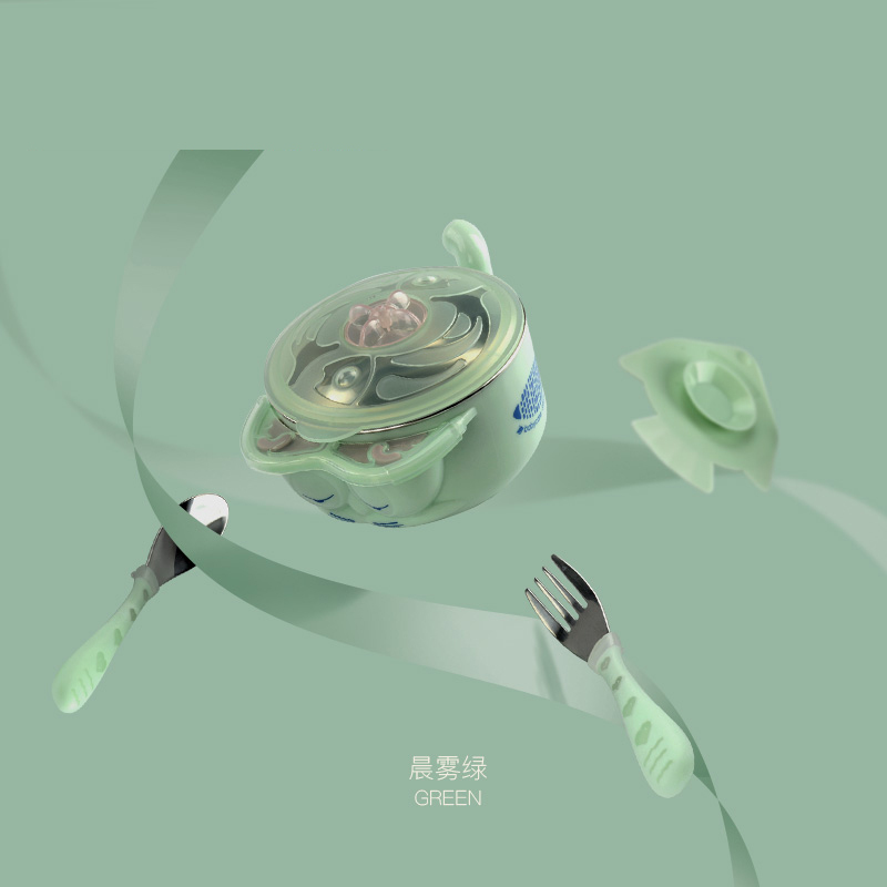 babycare宝宝辅食碗吸盘碗婴儿防摔防烫儿童餐具注水保温碗勺套装