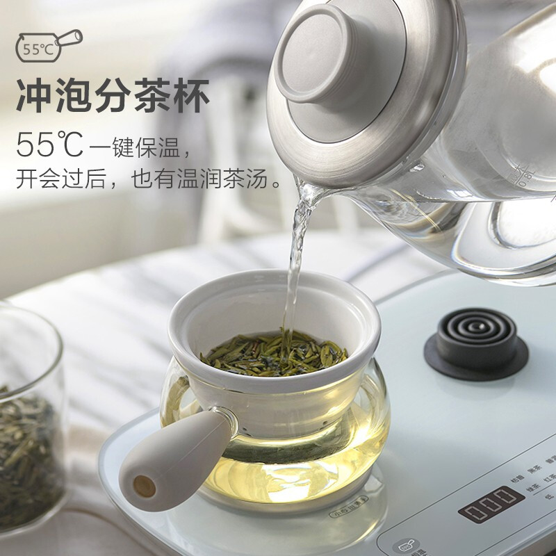小熊(bear)煮茶器 0.8L蒸汽喷淋式养生壶电热水壶 304不锈钢烧 ZCQ-A08E1 暖灰色 / 台高清大图
