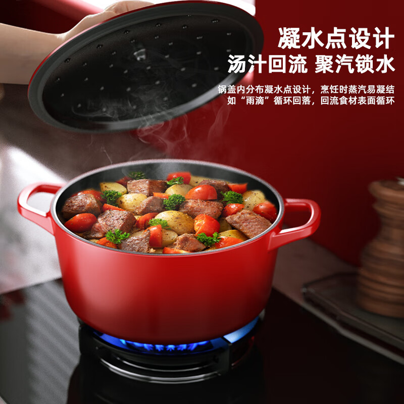 迈卡罗(MACAIIROOS)臻彩珐琅锅 3L汤锅22cm铸铁锅炖锅 MC-T22T18