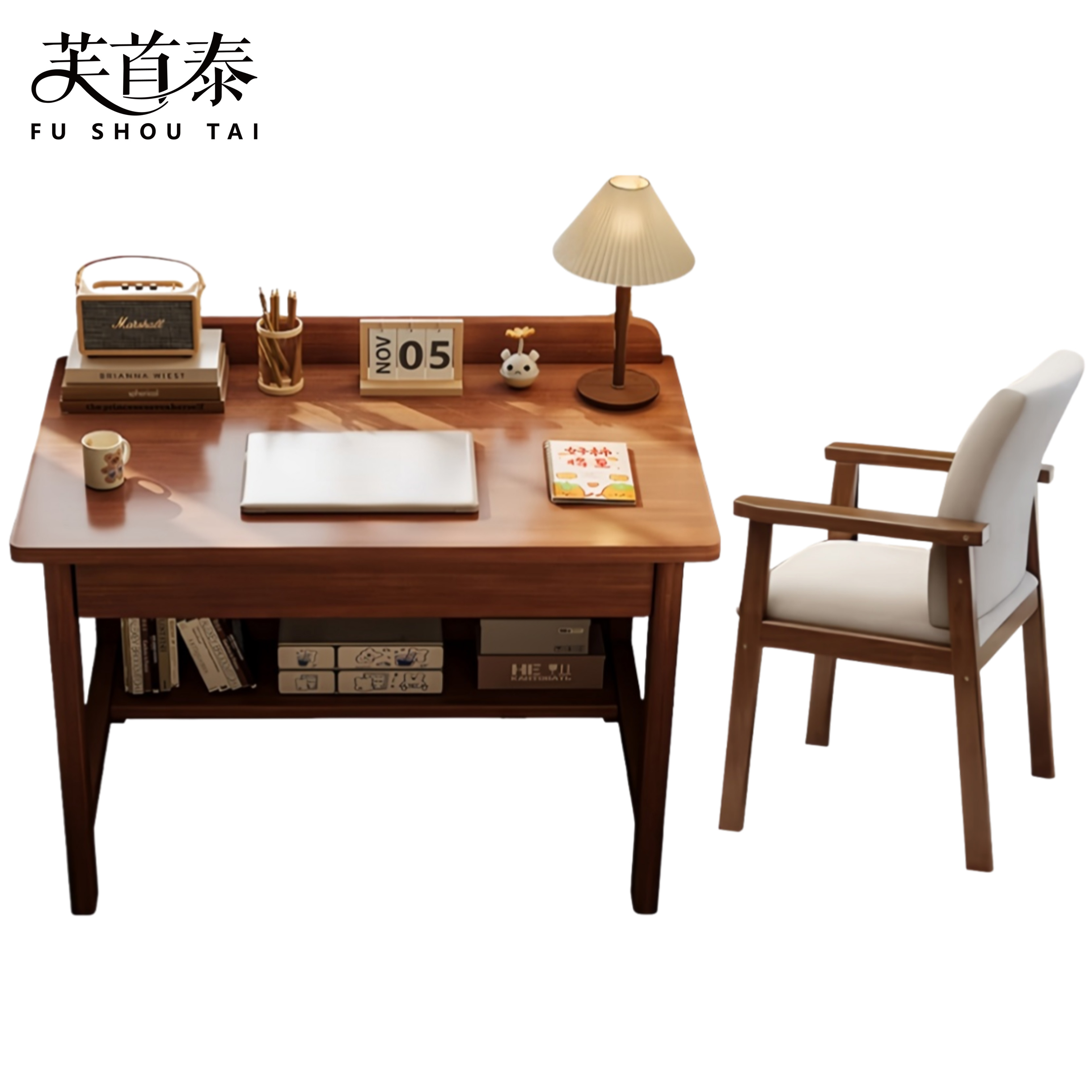 芙首泰木质书桌椅800*400*750mm(1桌1椅)套高清大图