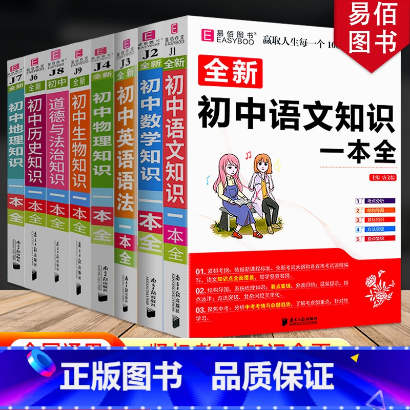 【8年级推荐】语数英物生政史地 8本 初中通用 【正版】冲刺2024初中基础知识点大全七八九年级初中数学知识一本全语文英