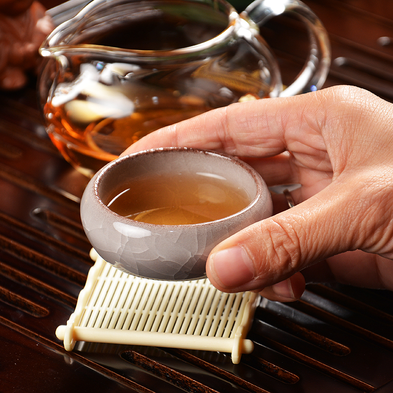 尚帝(shangdi)整套茶具冰裂套装陶瓷功夫茶具开片茶壶实木茶盘四合一 杯架祥云多彩冰裂玻璃套装