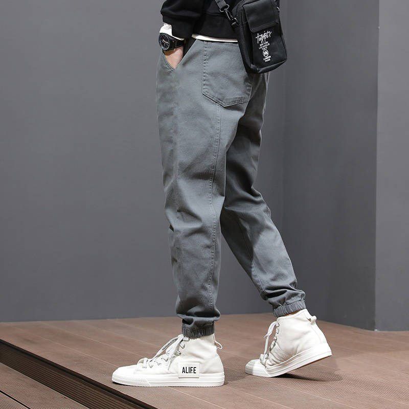 男小脚裤修身裤子韩版潮流束脚哈伦裤夏季九分裤男装yuansu男士休闲裤