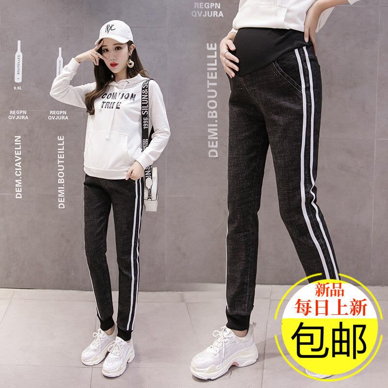 迪鲁奥(DILUAO)孕妇裤子秋冬外穿束脚长裤托腹孕妇牛仔裤冬季时尚运动裤加绒长裤图片