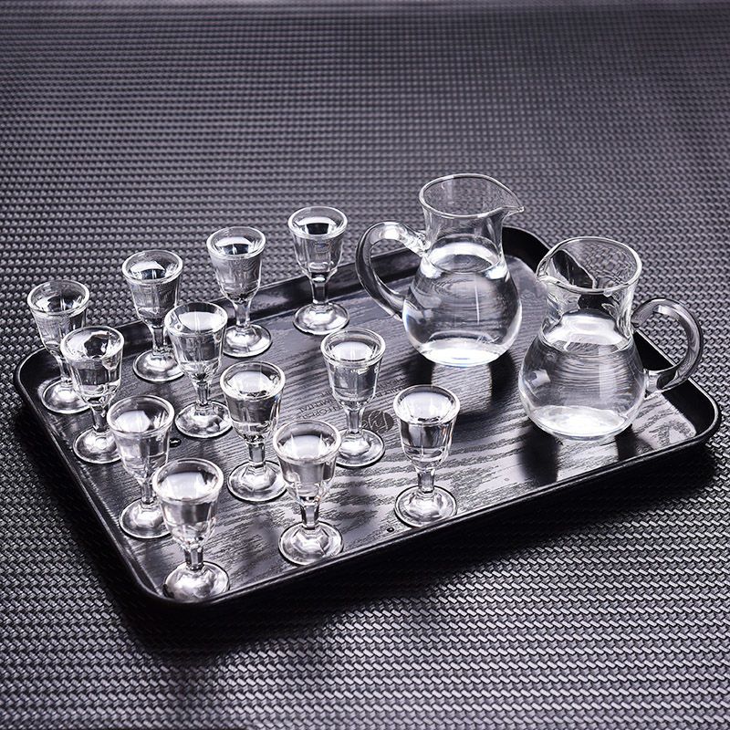 家用玻璃小白酒杯分酒器套装一两厚底一口杯烈酒杯子弹头酒盅酒具