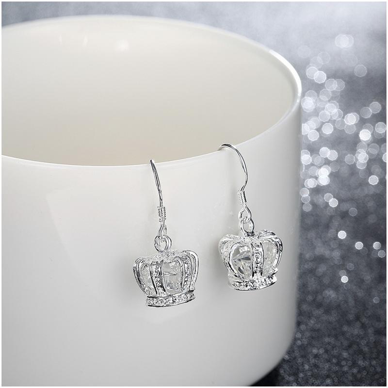 E081Women silver plated earring镀925纯银日韩时尚创意耳环饰品